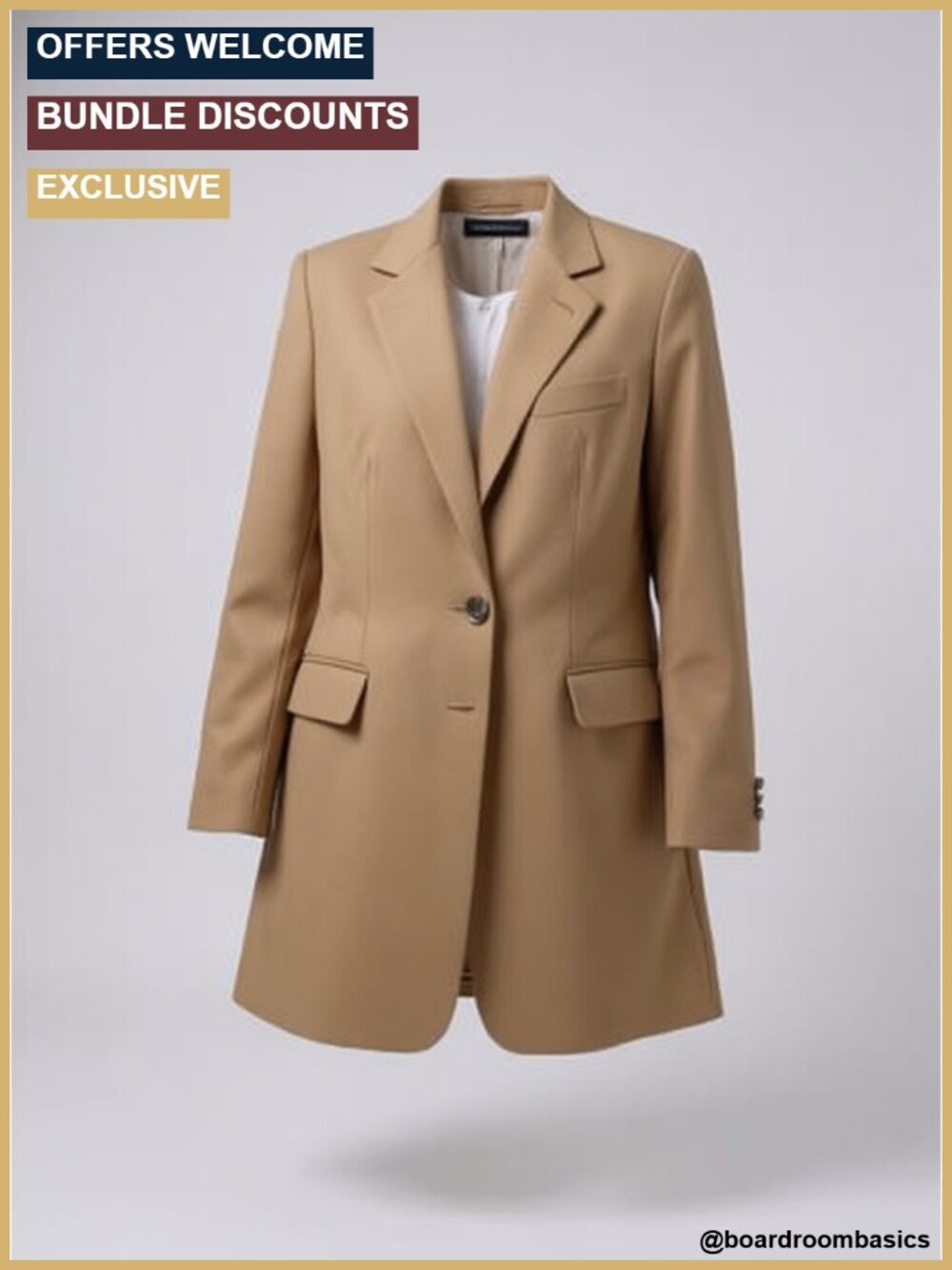 Open Front Long Sleeve Blazer with Notch Lapel and Flap Pockets